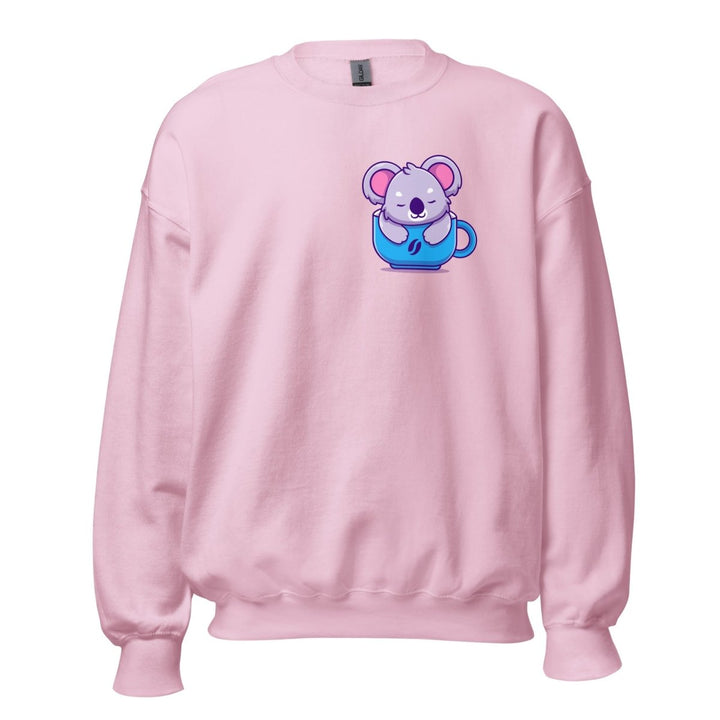 Koala Sleeping in a Cup Graphic Sweatshirt - Light Pink - S - ArtyKoala