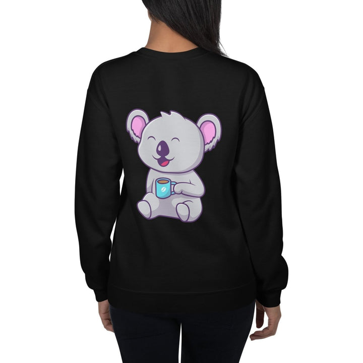 Koala Sleeping in a Cup Graphic Sweatshirt - Black - S - ArtyKoala