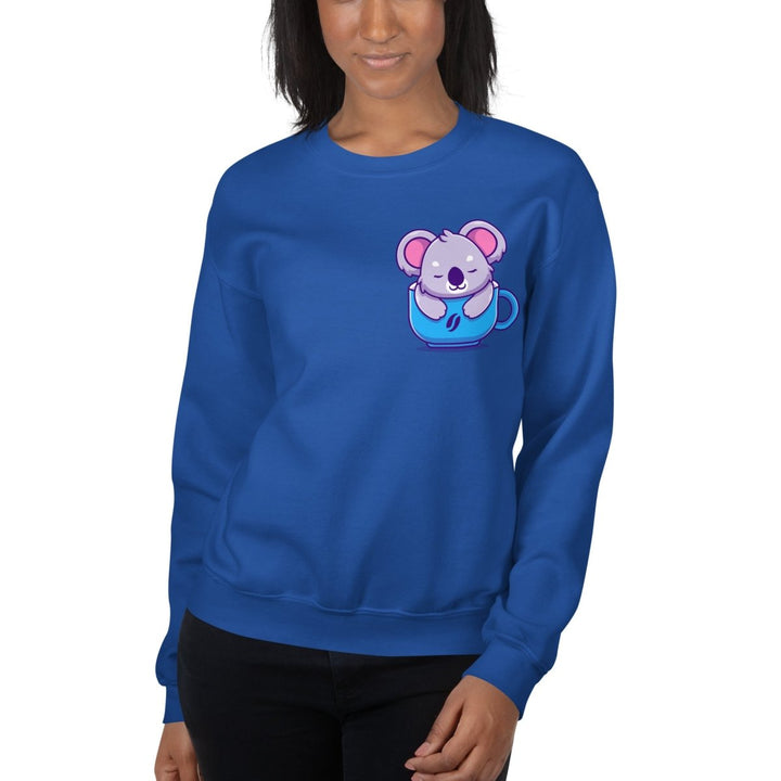 Koala Sleeping in a Cup Graphic Sweatshirt - Black - S - ArtyKoala