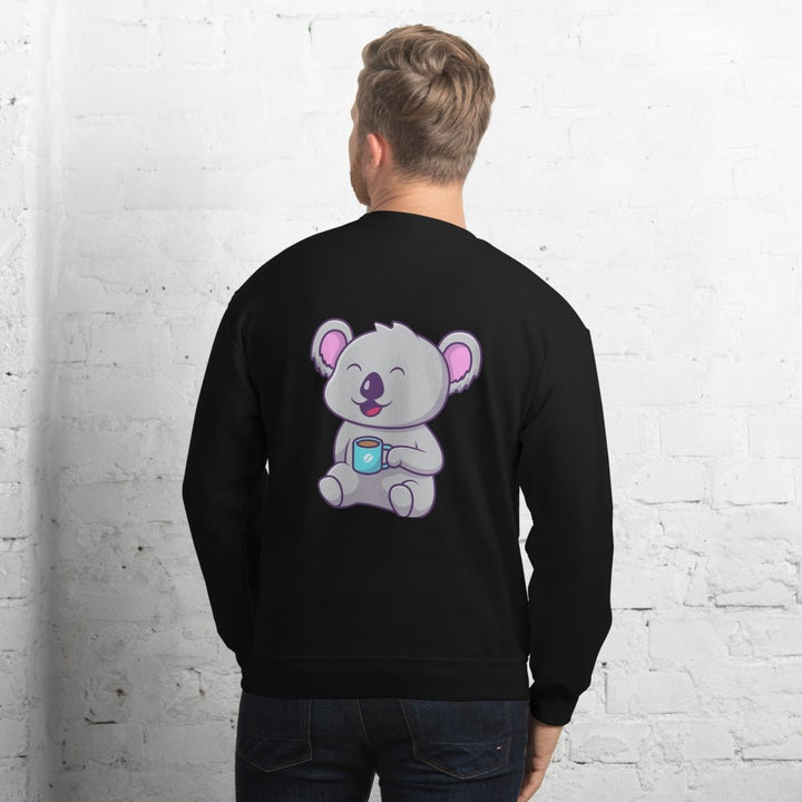 Koala Sleeping in a Cup Graphic Sweatshirt - Black - S - ArtyKoala