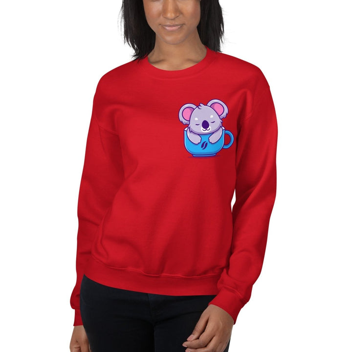 Koala Sleeping in a Cup Graphic Sweatshirt - Black - S - ArtyKoala