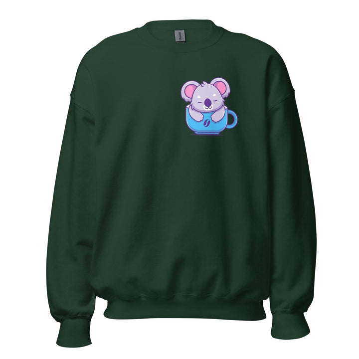 Koala Sleeping in a Cup Graphic Sweatshirt - Forest Green - S - ArtyKoala