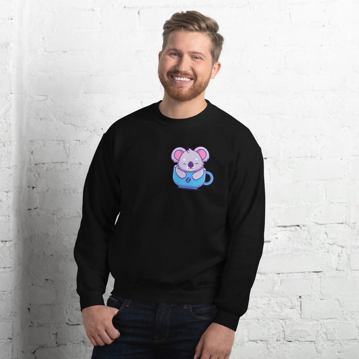 Koala Sleeping in a Cup Graphic Sweatshirt - Black - S - ArtyKoala