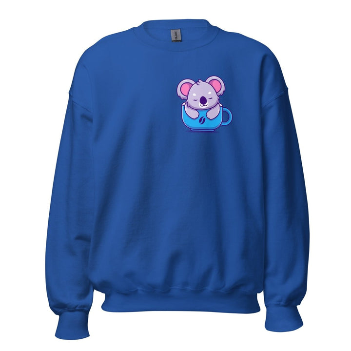 Koala Sleeping in a Cup Graphic Sweatshirt - Royal - S - ArtyKoala