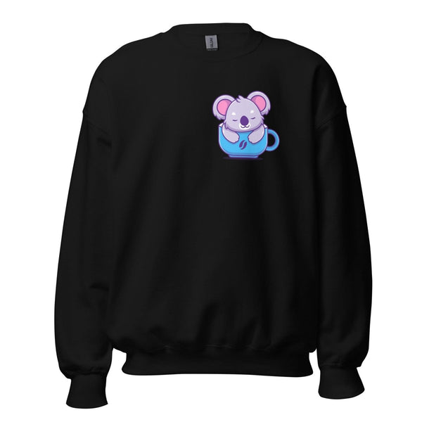 Koala Sleeping in a Cup Graphic Sweatshirt - Black - S - ArtyKoala