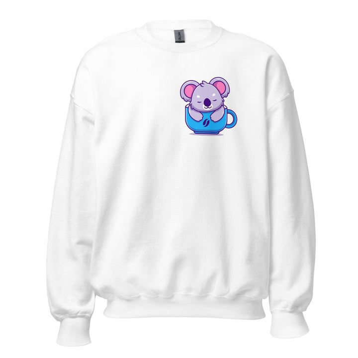 Koala Sleeping in a Cup Graphic Sweatshirt - White - S - ArtyKoala