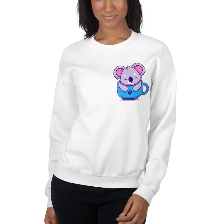 Koala Sleeping in a Cup Graphic Sweatshirt - Black - S - ArtyKoala