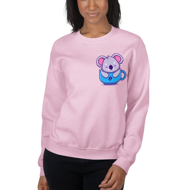 Koala Sleeping in a Cup Graphic Sweatshirt - Black - S - ArtyKoala