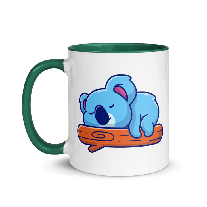 Koala Sleeping on Colorful Print Mug - Dark green - 11 oz - ArtyKoala