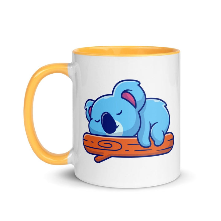 Koala Sleeping on Colorful Print Mug - Golden Yellow - 11 oz - ArtyKoala