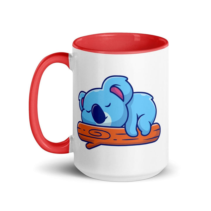 Koala Sleeping on Colorful Print Mug - Red - 15 oz - ArtyKoala
