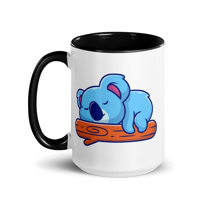 Koala Sleeping on Colorful Print Mug - Black - 15 oz - ArtyKoala