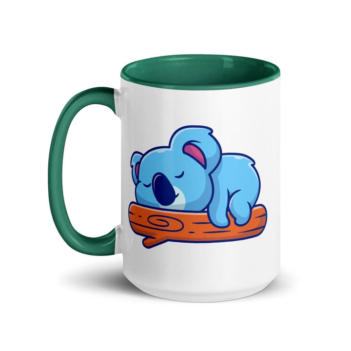 Koala Sleeping on Colorful Print Mug - Dark green - 15 oz - ArtyKoala