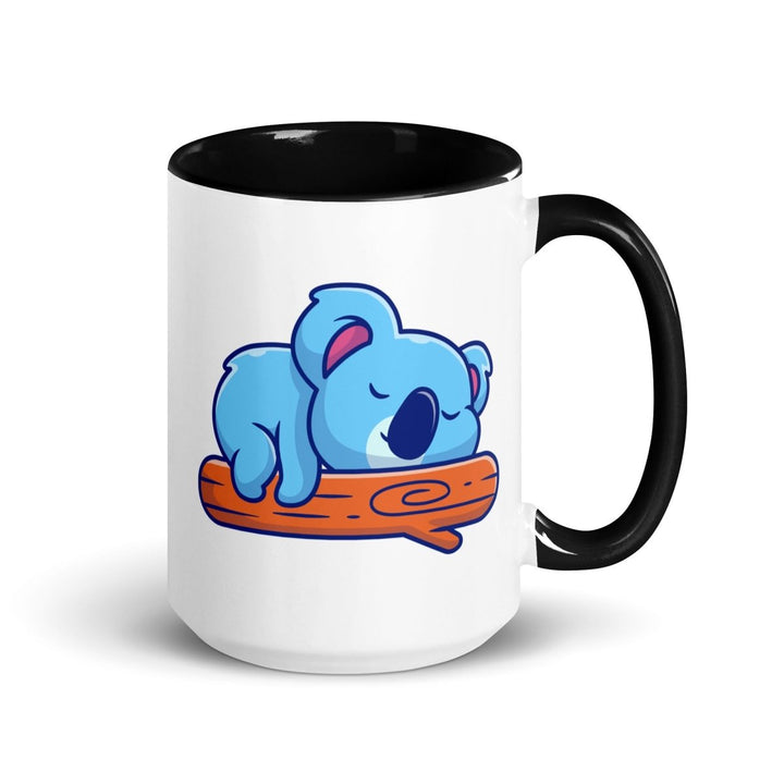 Koala Sleeping on Colorful Print Mug - Black - 15 oz - ArtyKoala