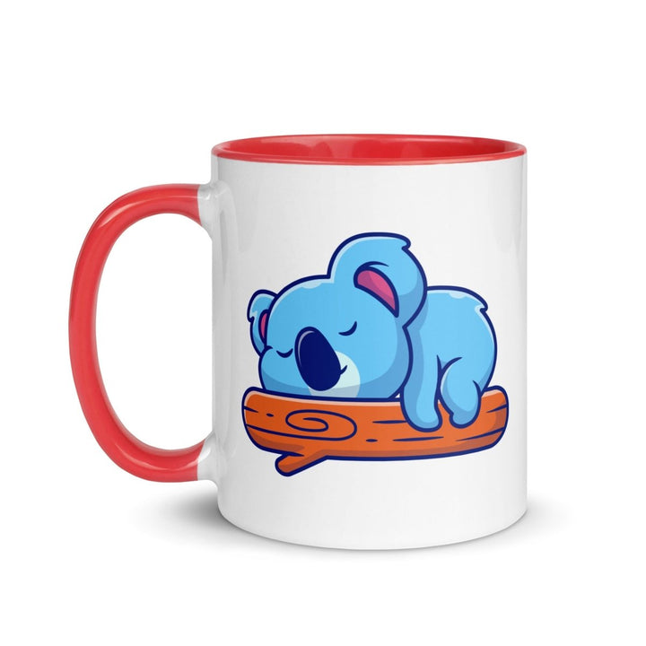 Koala Sleeping on Colorful Print Mug - Red - 11 oz - ArtyKoala