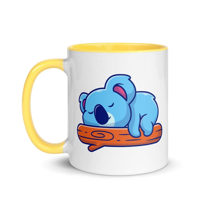 Koala Sleeping on Colorful Print Mug - Yellow - 11 oz - ArtyKoala