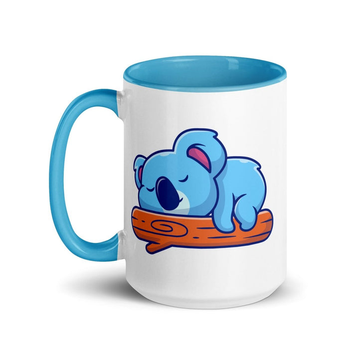 Koala Sleeping on Colorful Print Mug - Blue - 15 oz - ArtyKoala