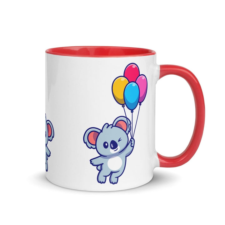 Koala with Balloons Colorful Print Mug - Red - 11 oz - ArtyKoala