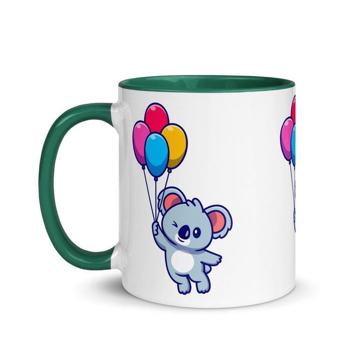 Koala with Balloons Colorful Print Mug - Dark green - 11 oz - ArtyKoala