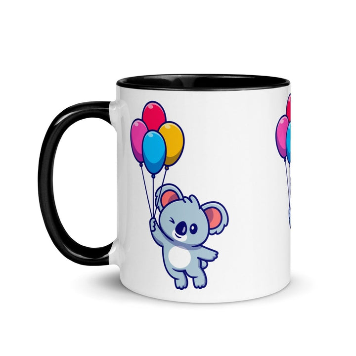 Koala with Balloons Colorful Print Mug - Black - 11 oz - ArtyKoala