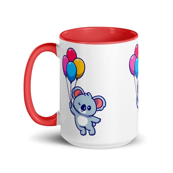Koala with Balloons Colorful Print Mug - Red - 15 oz - ArtyKoala