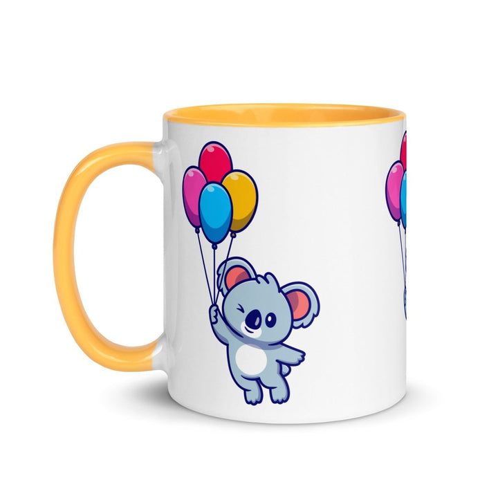Koala with Balloons Colorful Print Mug - Golden Yellow - 11 oz - ArtyKoala
