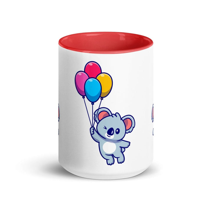 Koala with Balloons Colorful Print Mug - Red - 15 oz - ArtyKoala