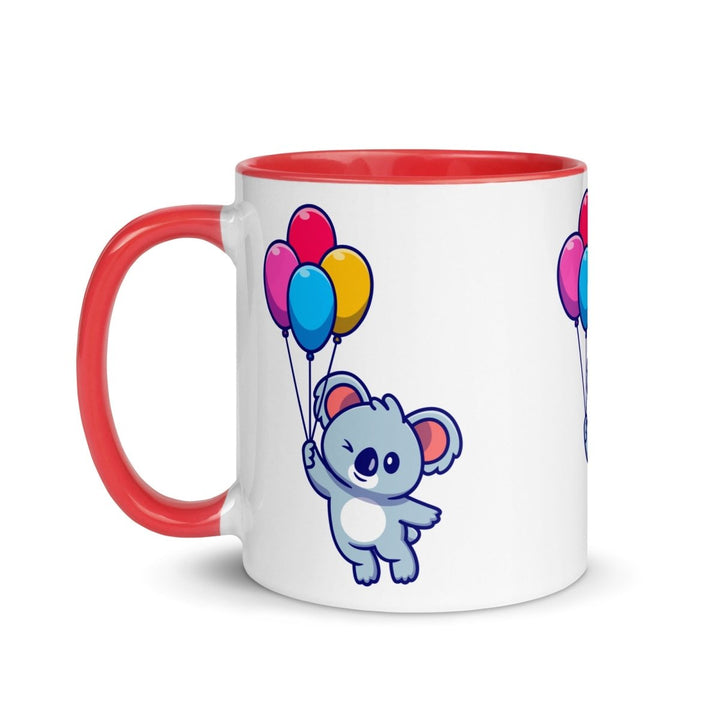 Koala with Balloons Colorful Print Mug - Red - 11 oz - ArtyKoala