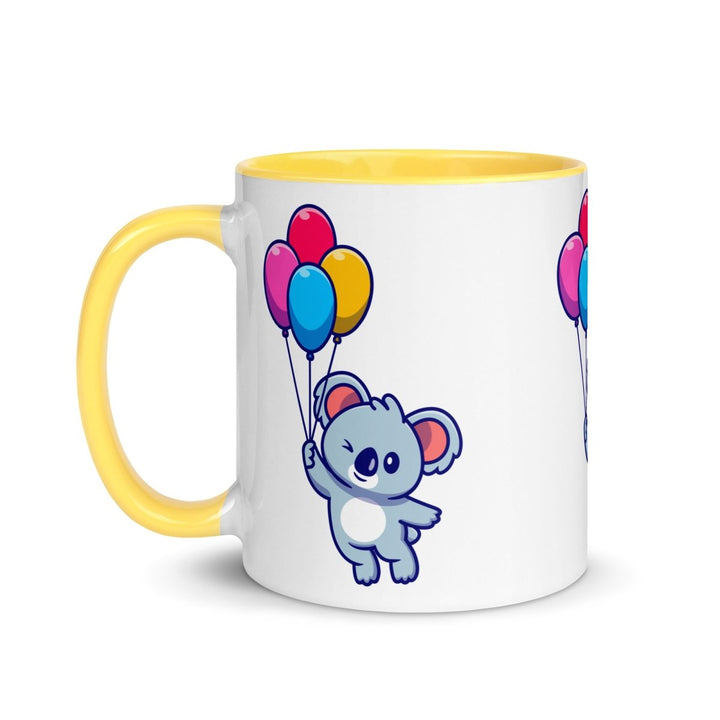 Koala with Balloons Colorful Print Mug - Yellow - 11 oz - ArtyKoala