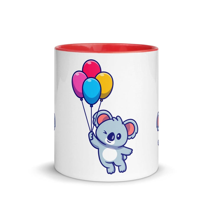Koala with Balloons Colorful Print Mug - Red - 11 oz - ArtyKoala