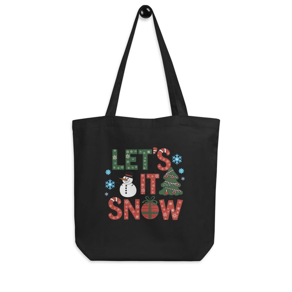 Let It Snow Christmas Eco Custom Tote Bag - Black - ArtyKoala