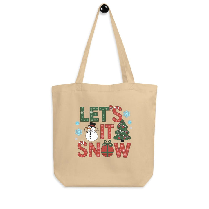 Let It Snow Christmas Eco Custom Tote Bag - Oyster - ArtyKoala