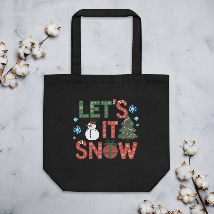 Let It Snow Christmas Eco Custom Tote Bag - Oyster - ArtyKoala