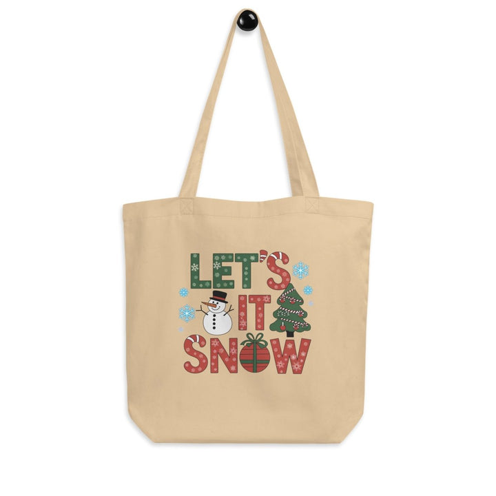 Let It Snow Christmas Eco Custom Tote Bag - Black - ArtyKoala