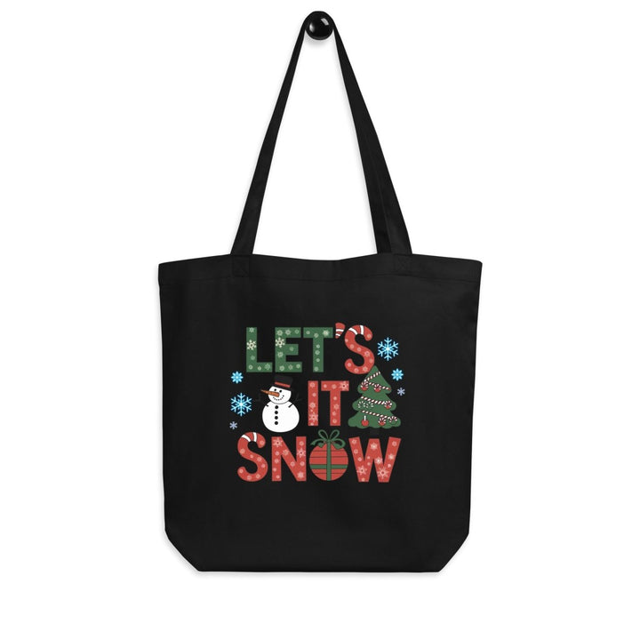 Let It Snow Christmas Eco Custom Tote Bag - Black - ArtyKoala