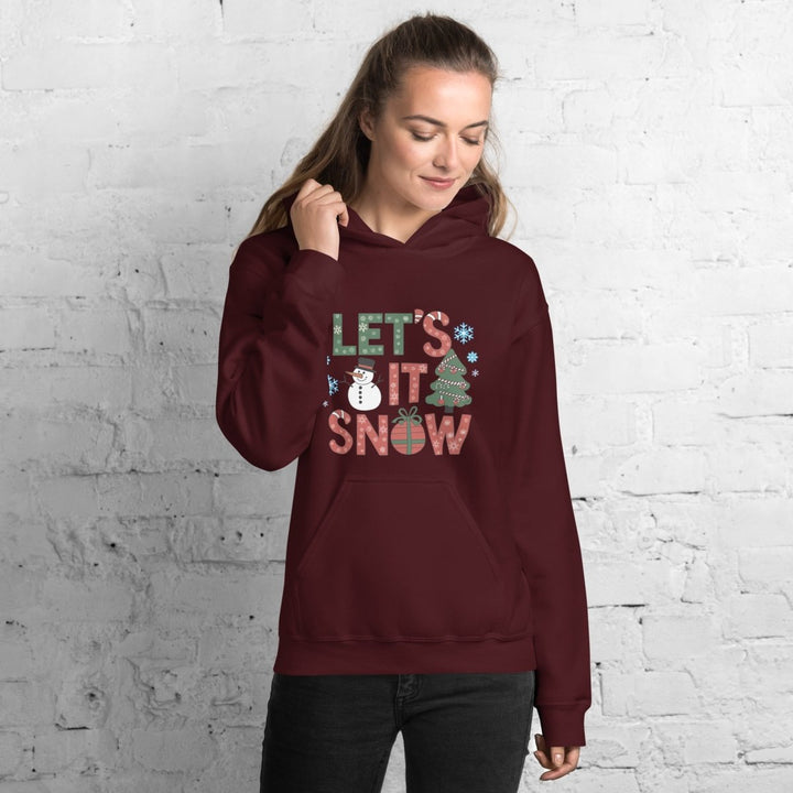 Let It Snow Graphic Hoodie - Maroon - S - ArtyKoala