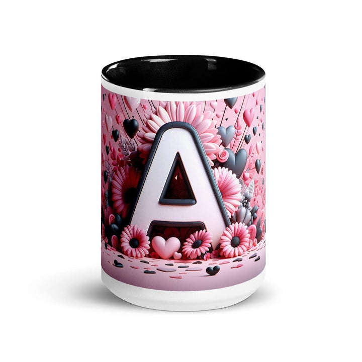 Letter A 3D Colorful Print Mug - Black - 15 oz - ArtyKoala