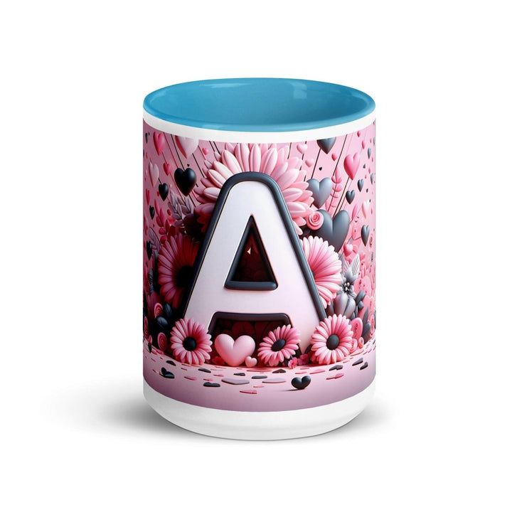 Letter A 3D Colorful Print Mug - Blue - 15 oz - ArtyKoala