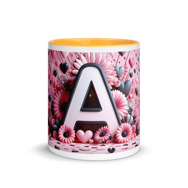 Letter A 3D Colorful Print Mug - Golden Yellow - 11 oz - ArtyKoala