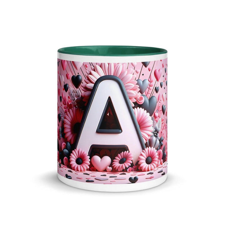 Letter A 3D Colorful Print Mug - Dark green - 11 oz - ArtyKoala