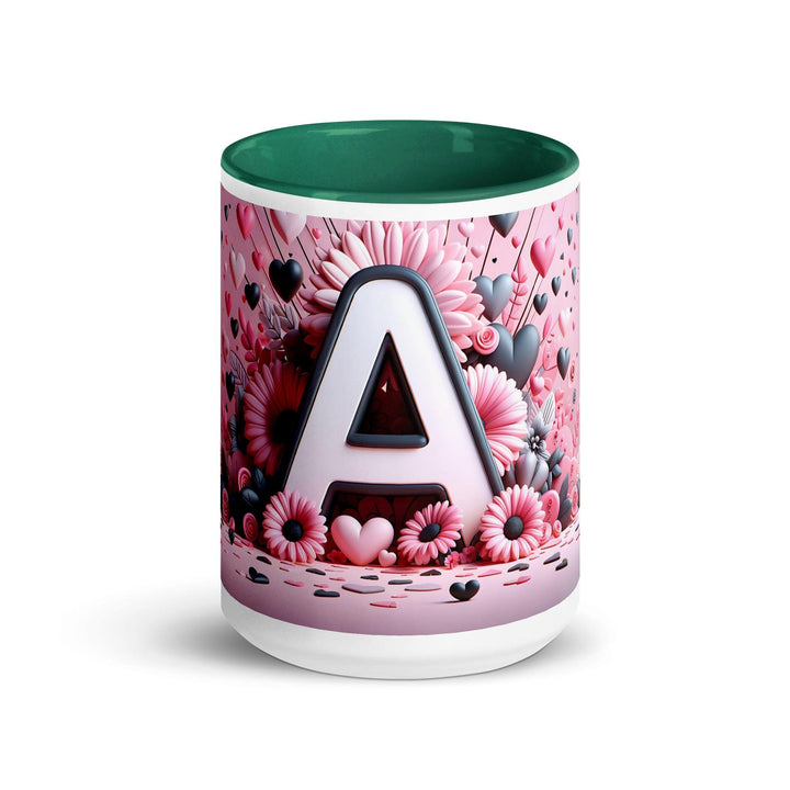 Letter A 3D Mug Gold Yellow Color Inside - ArtyKoala