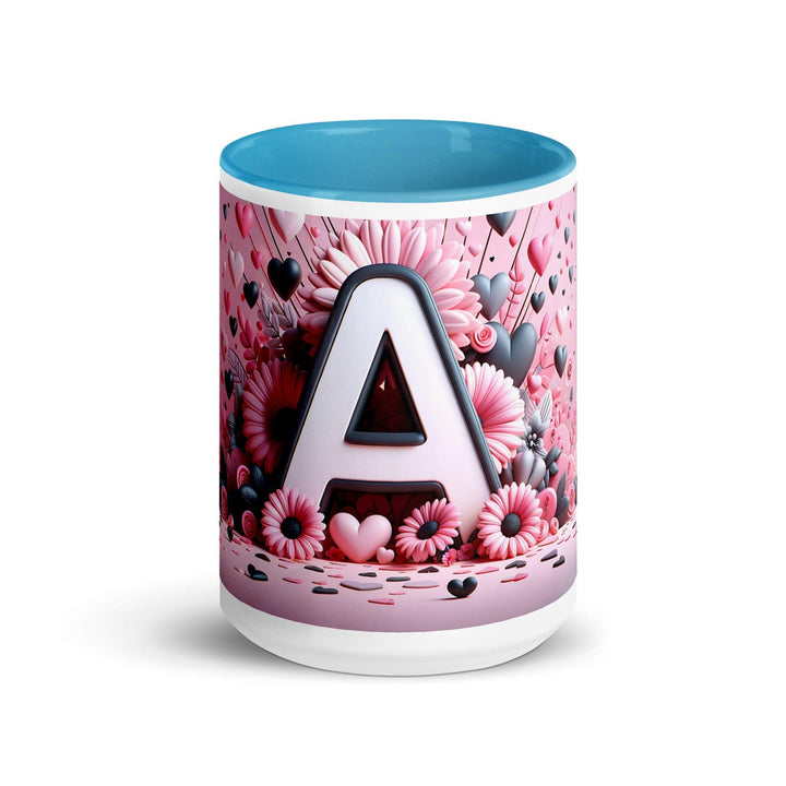 Letter A 3D Mug Gold Yellow Color Inside - ArtyKoala