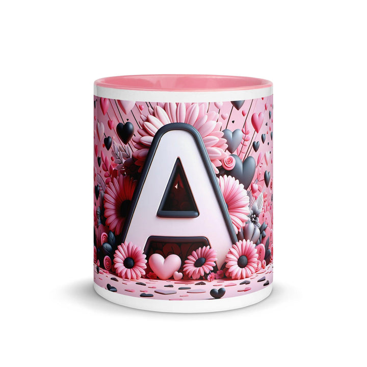 Letter A 3D Mug Gold Yellow Color Inside - ArtyKoala