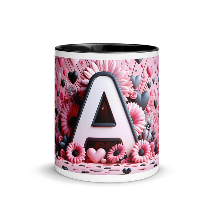 Letter A 3D Mug Gold Yellow Color Inside - ArtyKoala