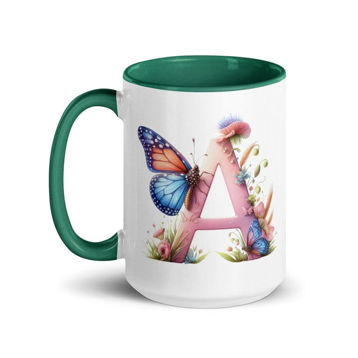 Letter A Colorful Print Mug - Dark green - 15 oz - ArtyKoala