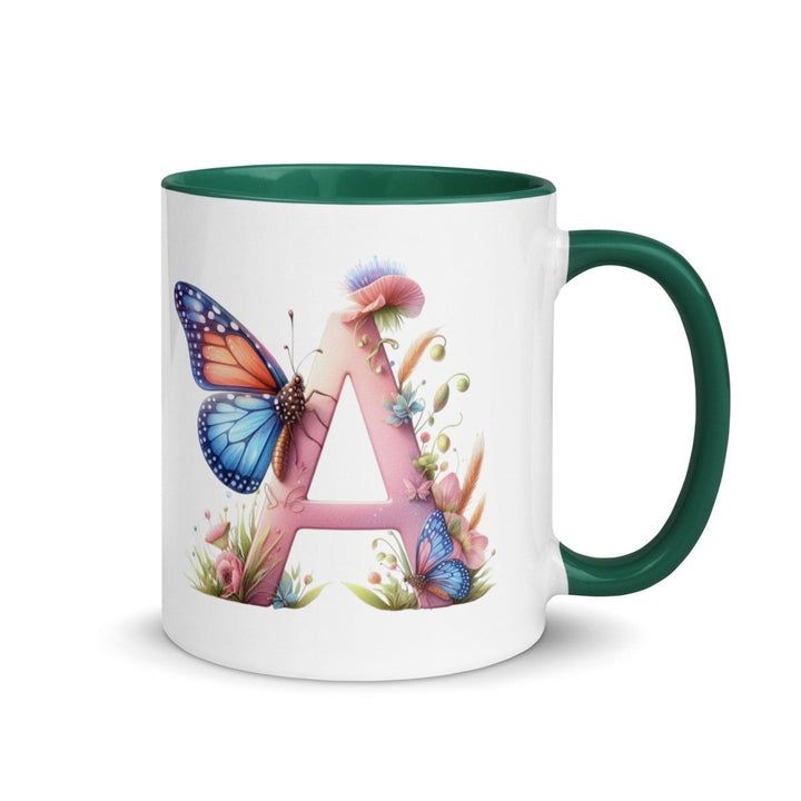 Letter A Colorful Print Mug - Dark green - 11 oz - ArtyKoala