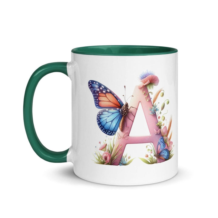 Letter A Colorful Print Mug - Dark green - 11 oz - ArtyKoala