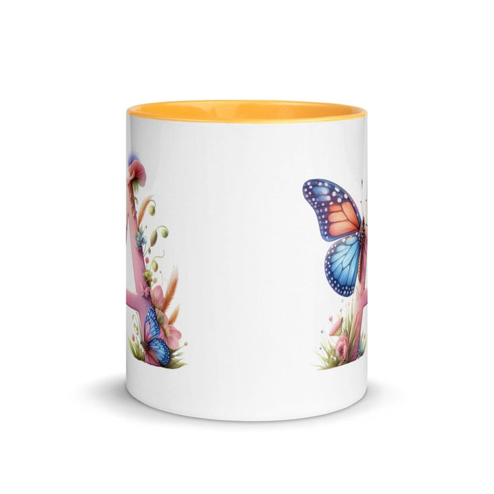 Letter A Colorful Print Mug - Golden Yellow - 11 oz - ArtyKoala