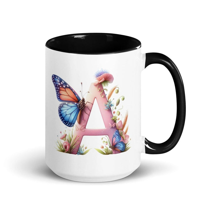 Letter A Colorful Print Mug - Black - 15 oz - ArtyKoala