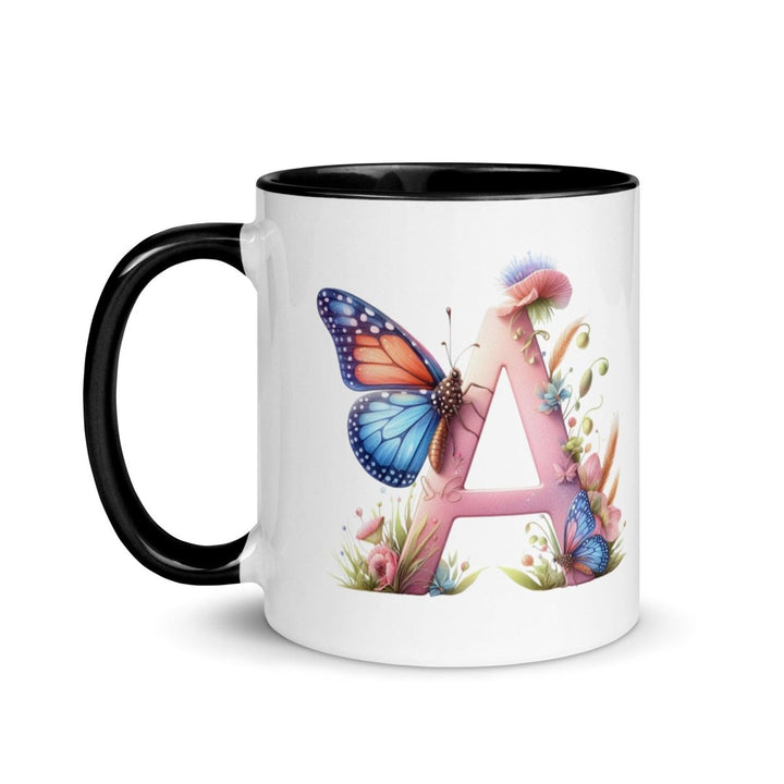 Letter A Colorful Print Mug - Black - 11 oz - ArtyKoala